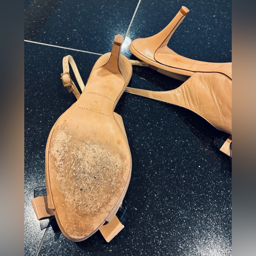 Kate Spade New York Billow Leather Slingback Heels Tan SZ. 7.5 Made In Italy - Picture 13 of 14